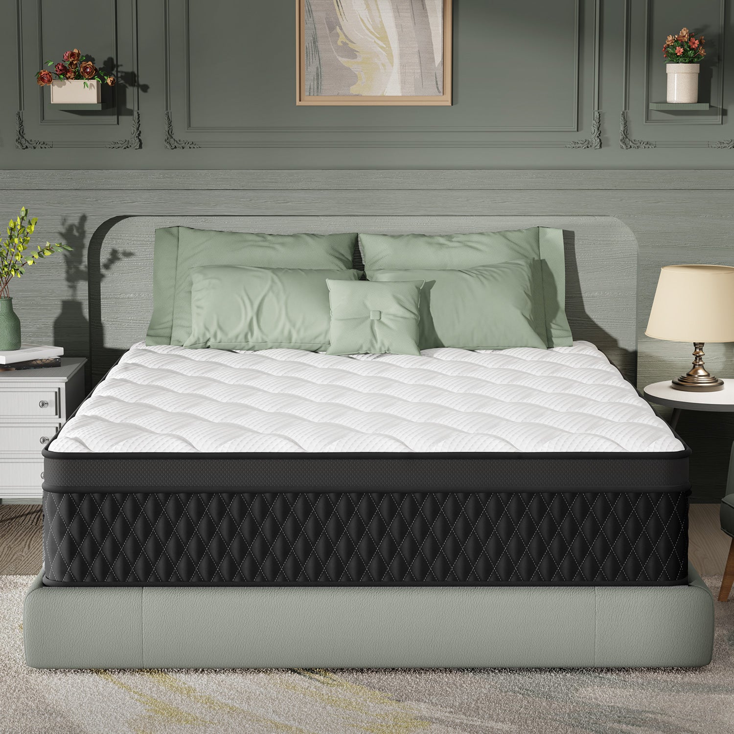 ELEMUSE Charcoal-Infused Memory Foam Mattress - Fiberglass-Free, Cooling Gel & Strong Edge Support