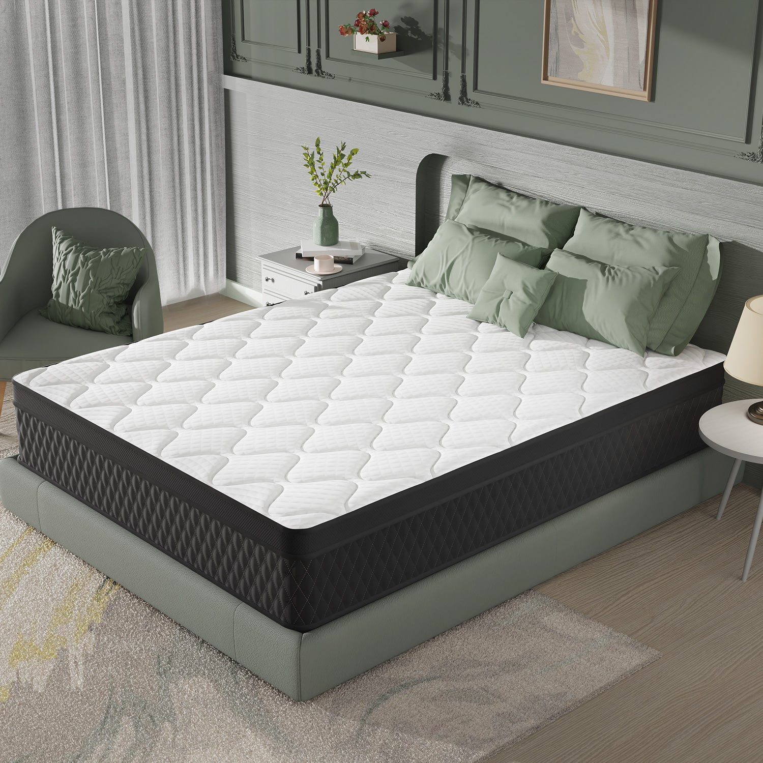 ELEMUSE Charcoal-Infused Memory Foam Mattress - Fiberglass-Free, Cooling Gel & Strong Edge Support