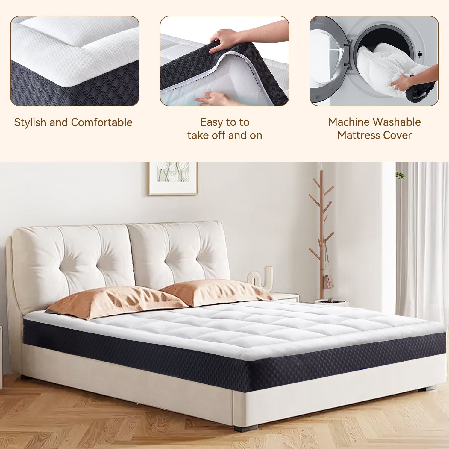 ELEMUSE Medium Firm Memory Foam Mattress - Cooling Gel, CertiPUR-US Certified, Bed-in-a-Box