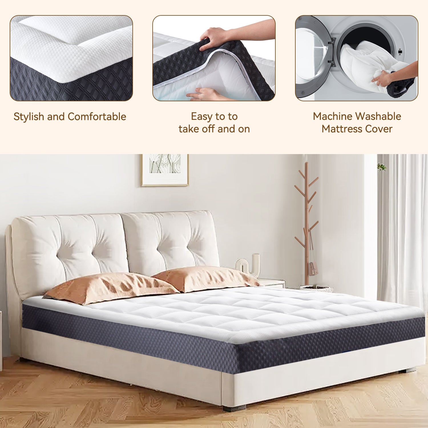 ELEMUSE Medium Firm Memory Foam Mattress - Cooling Gel, CertiPUR-US Certified, Bed-in-a-Box