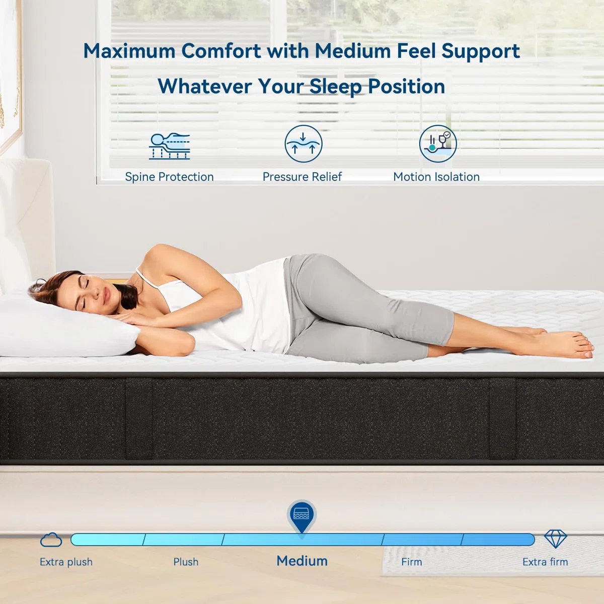 ELEMUSE Charcoal-Infused Memory Foam Mattress - Fiberglass-Free, Cooling Gel & Strong Edge Support