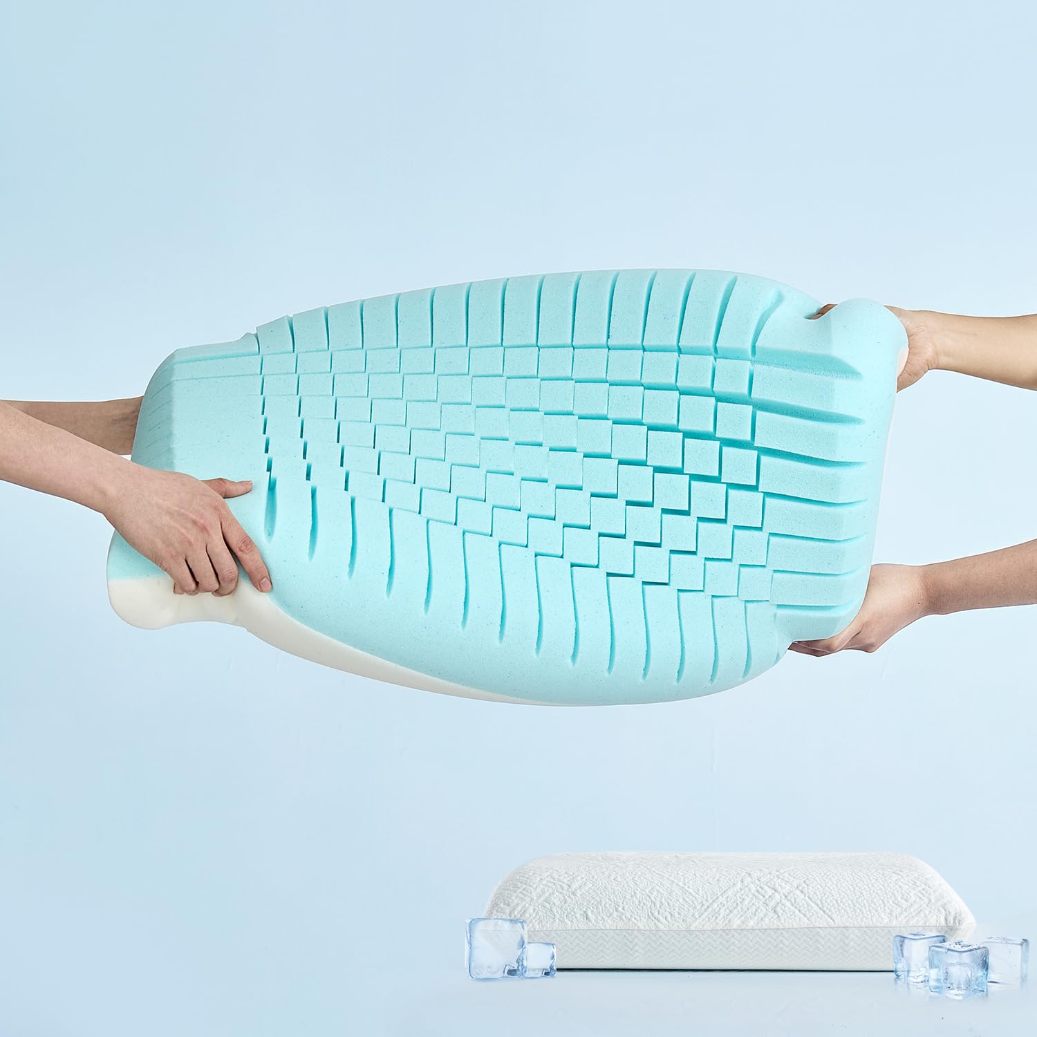 Bedtter DualCool Memory Foam Pillow - Two-Sided Cooling for Back & Side Sleepers, Pressure Relief