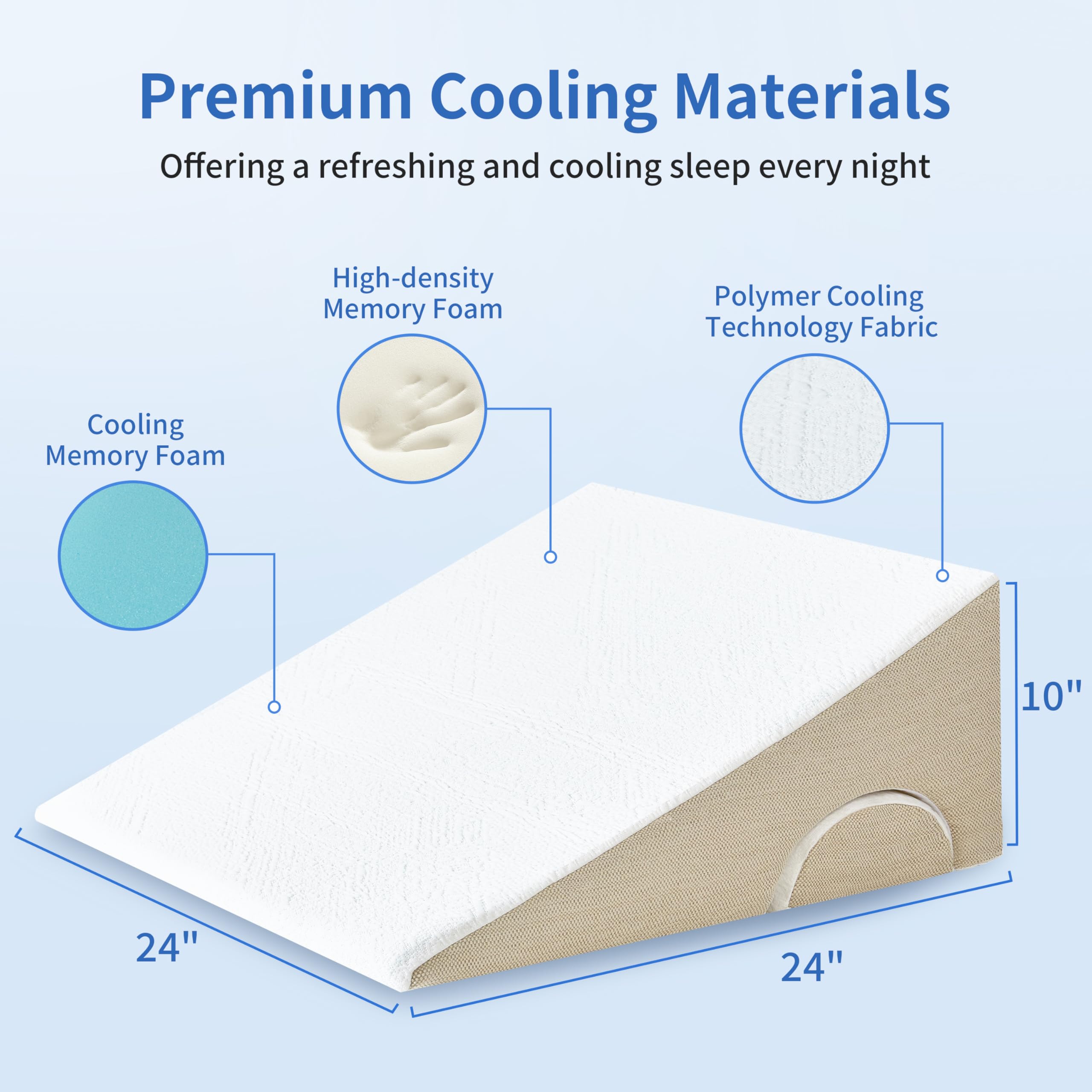 Warmkisshome SmartCool Wedge Pillow - CertiPUR-US & OEKO-TEX Certified for Reading, GERD & Leg Elevation