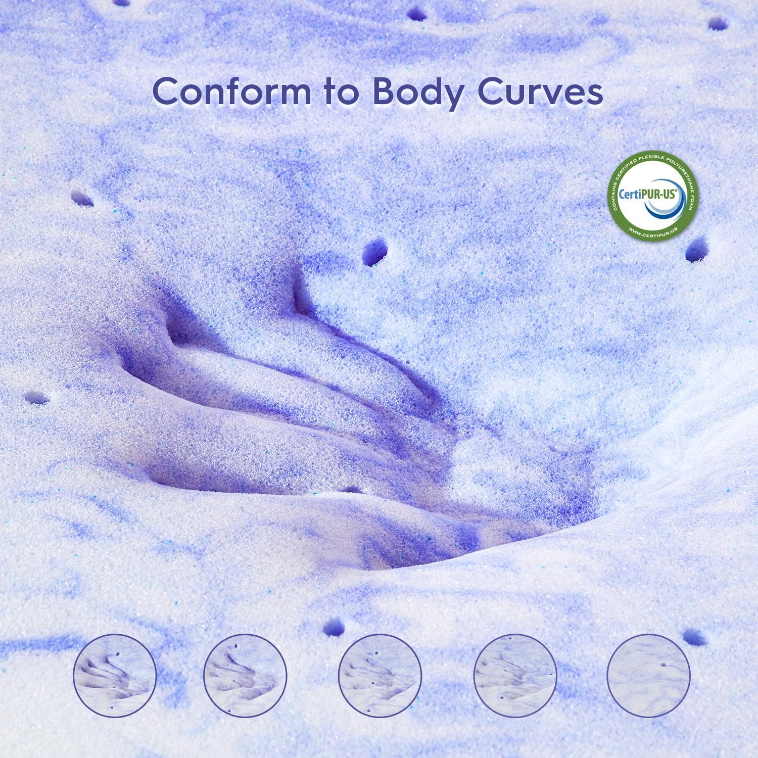 ELEMUSE Ventilated Memory Foam Topper - Cooling Gel Swirls, Pressure Relief & CertiPUR-US