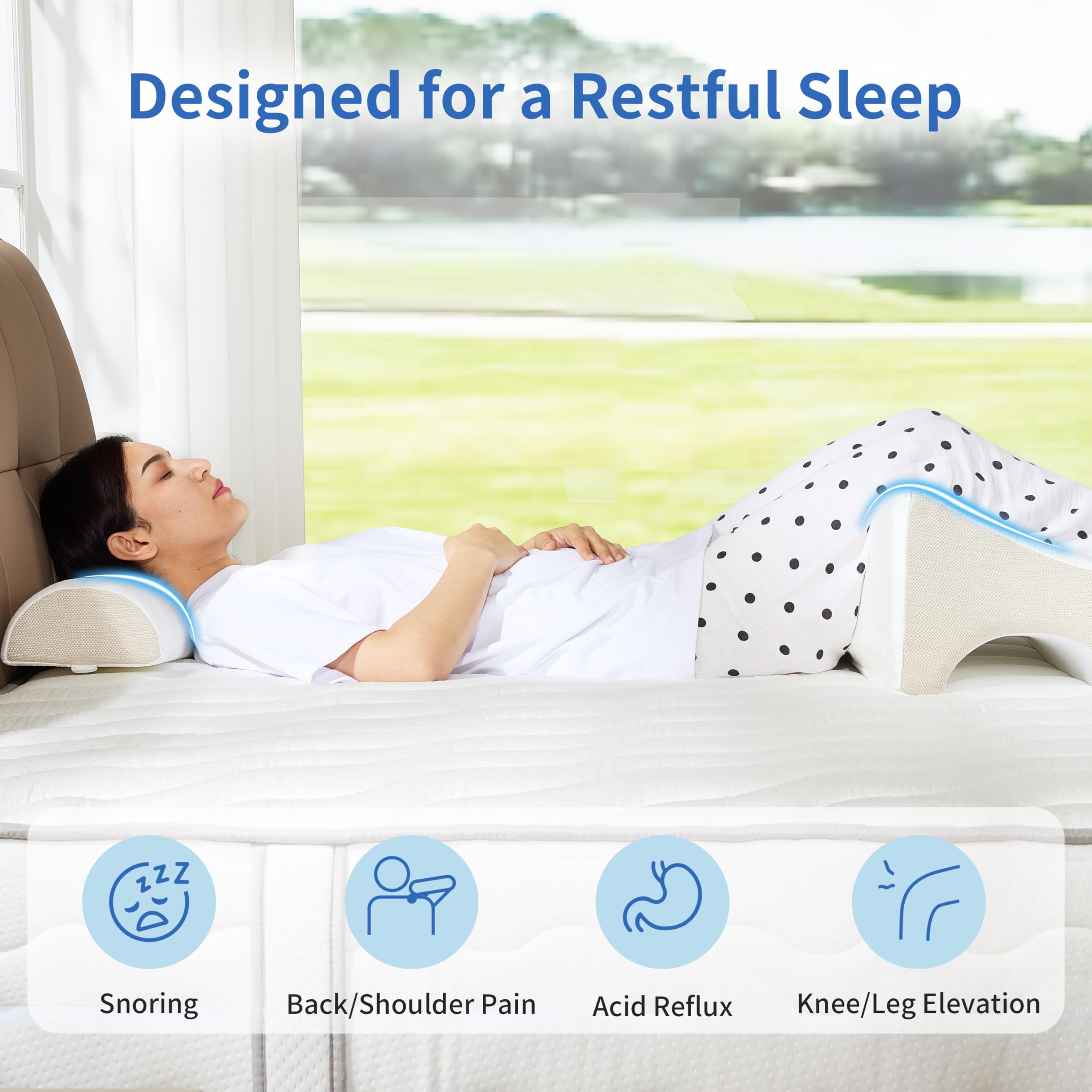 Warmkisshome SmartCool Wedge Pillow - CertiPUR-US & OEKO-TEX Certified for Reading, GERD & Leg Elevation