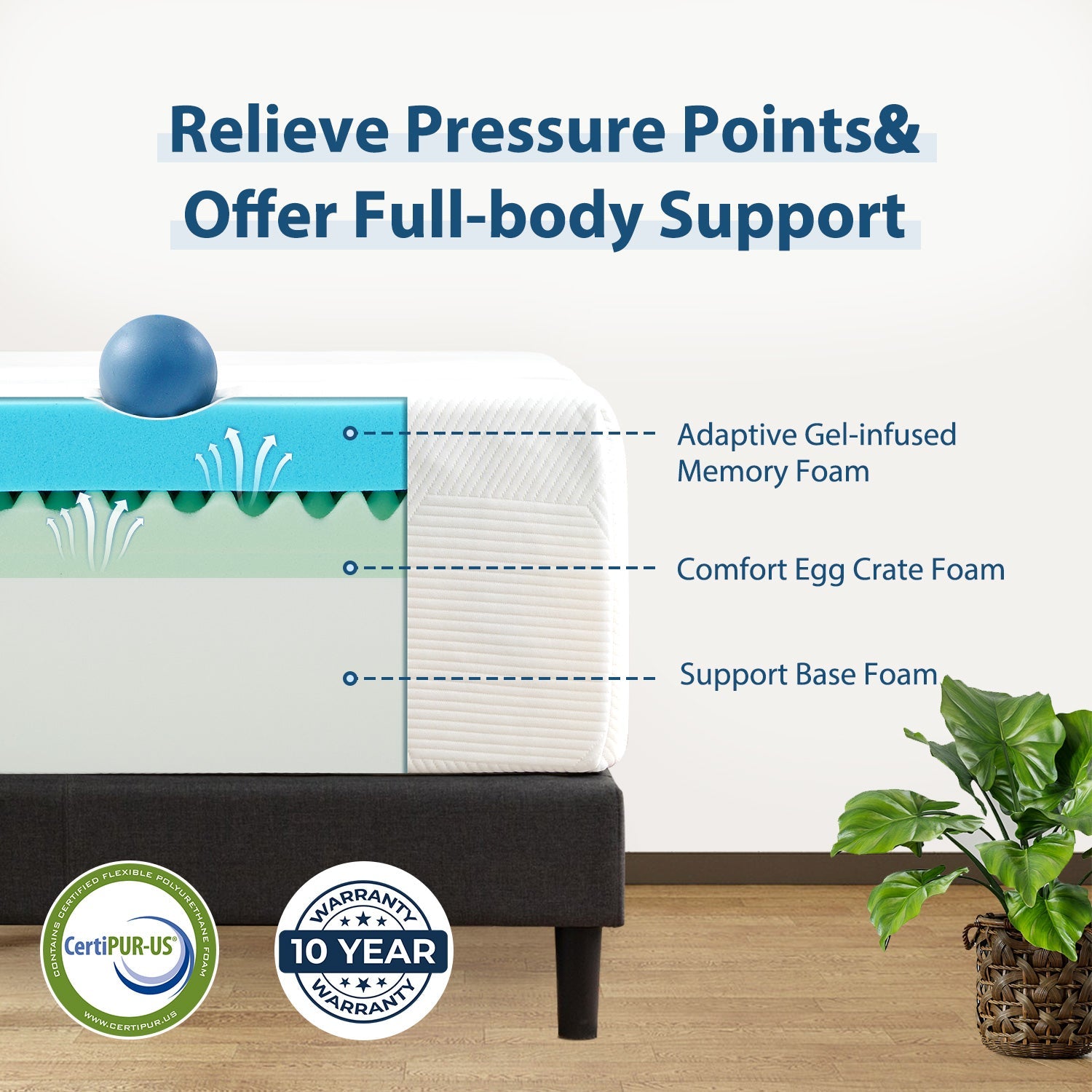 Gel Memory Foam Mattress-Elemuse