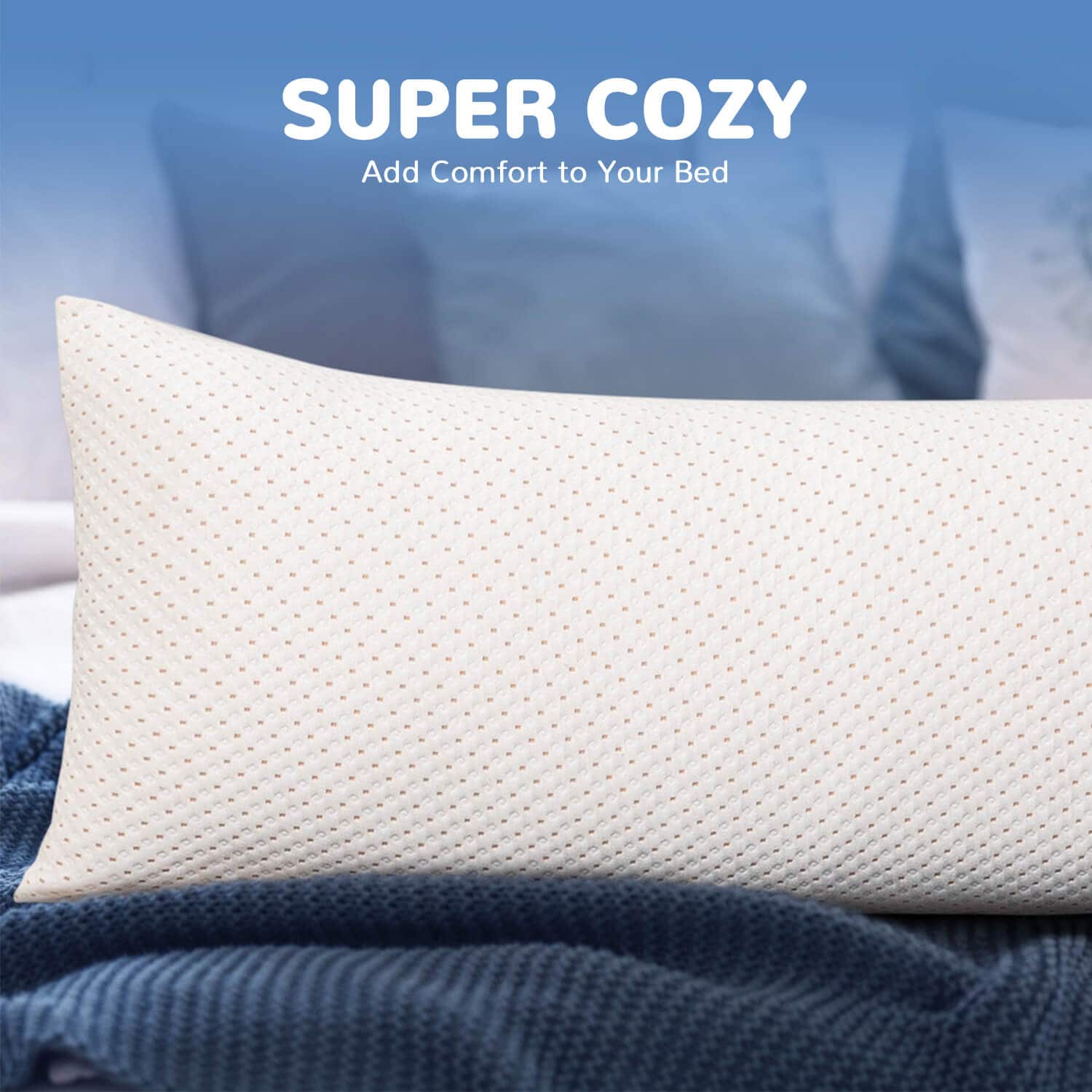 Full Body Pillow for Adults - Shredded Memory Foam & Zippered Cooling Bamboo Cover - Long Pillow for Sleeping - Bed Pillows for Side Sleeper