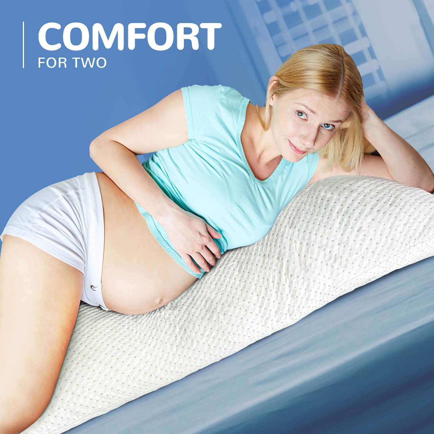 Full Body Pillow for Adults - Shredded Memory Foam & Zippered Cooling Bamboo Cover - Long Pillow for Sleeping - Bed Pillows for Side Sleeper