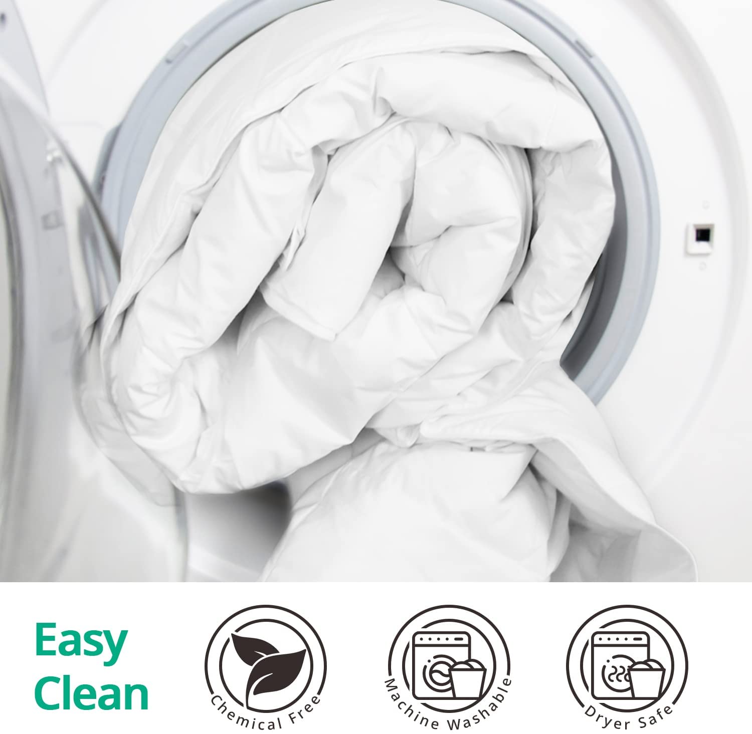 Down Comforter All Season White Duvet Insert Filling with White Duck Down and Feather Lightweight Down Duvet