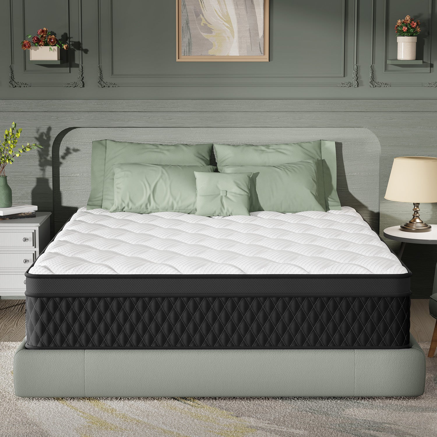 ELEMUSE Charcoal-Infused Memory Foam Mattress - Fiberglass-Free, Cooling Gel &amp; Strong Edge Support