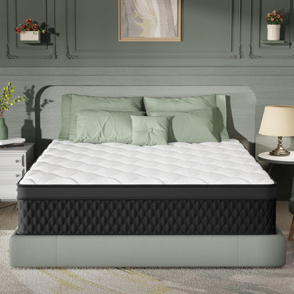 ELEMUSE Charcoal-Infused Memory Foam Mattress - Fiberglass-Free, Cooling Gel &amp; Strong Edge Support