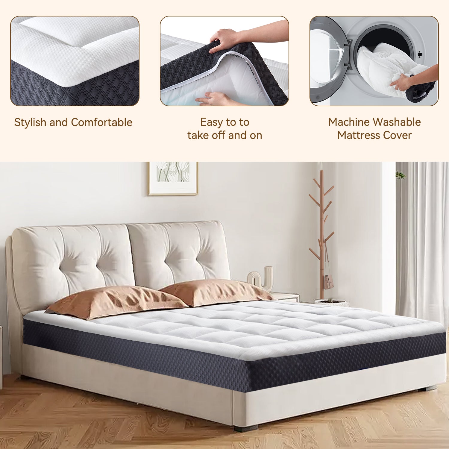 ELEMUSE Medium Firm Memory Foam Mattress - Cooling Gel, CertiPUR-US Certified, Bed-in-a-Box