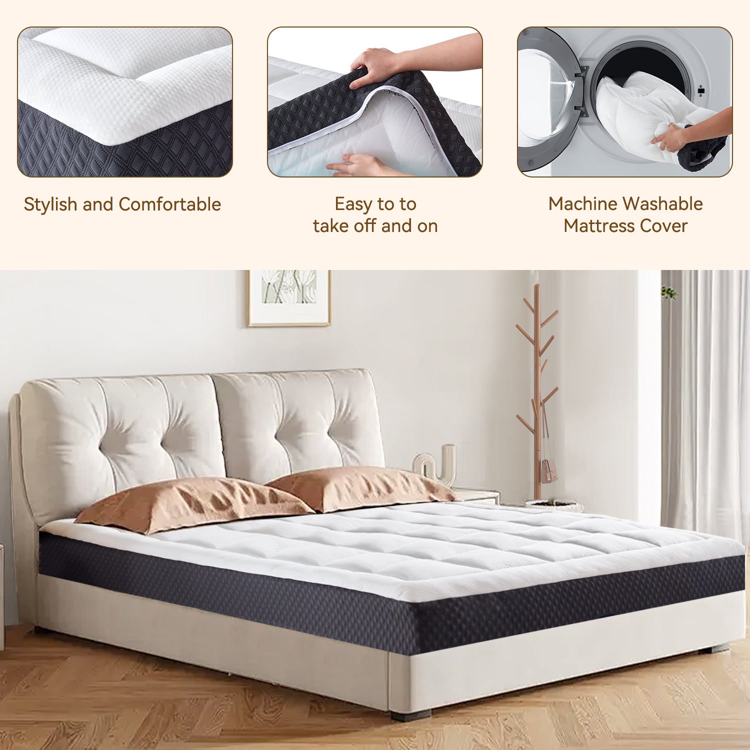 ELEMUSE Medium Firm Memory Foam Mattress - Cooling Gel, CertiPUR-US Certified, Bed-in-a-Box
