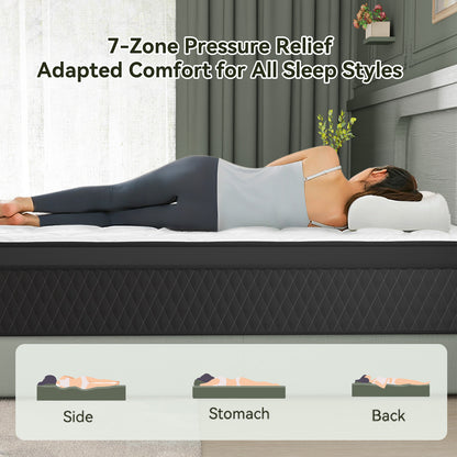ELEMUSE Charcoal-Infused Memory Foam Mattress - Fiberglass-Free, Cooling Gel &amp; Strong Edge Support