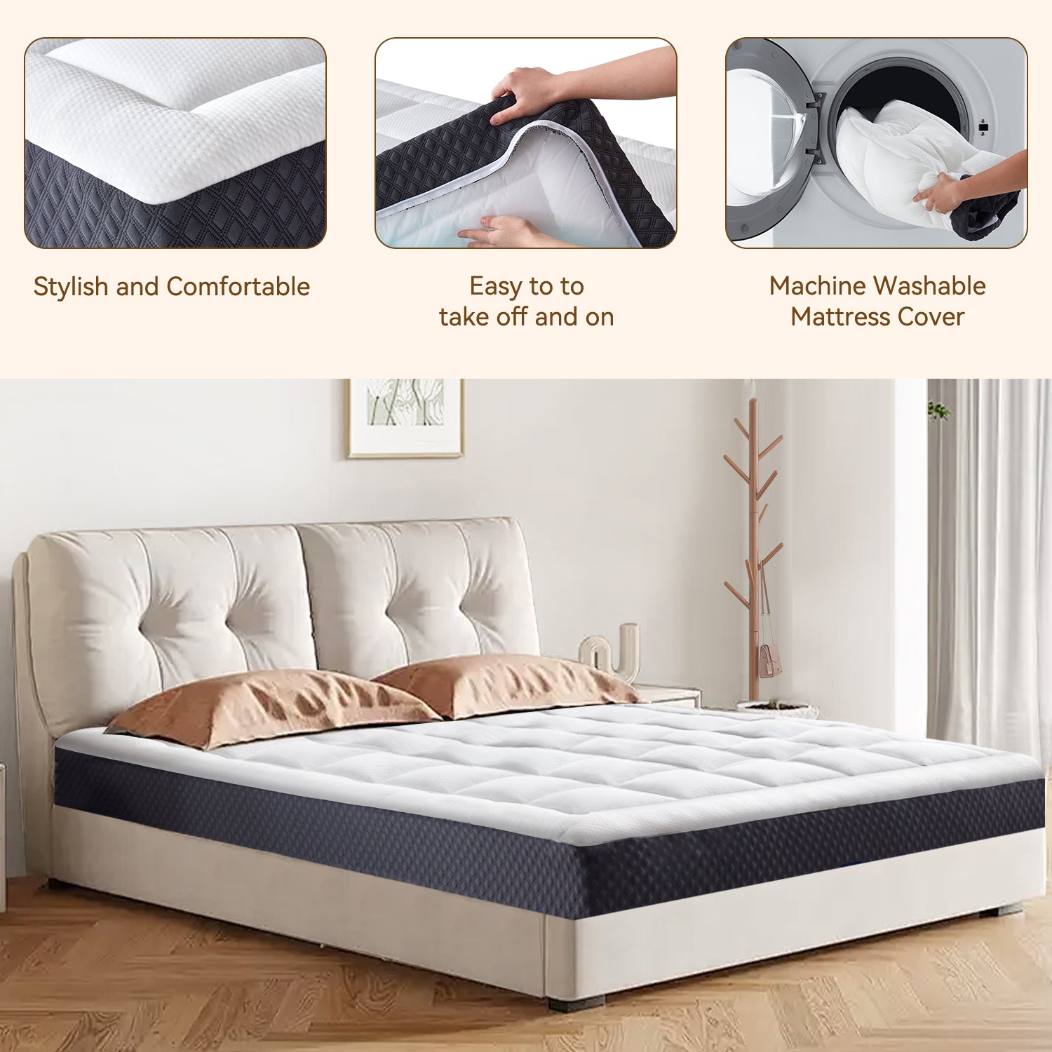 ELEMUSE Medium Firm Memory Foam Mattress - Cooling Gel, CertiPUR-US Certified, Bed-in-a-Box