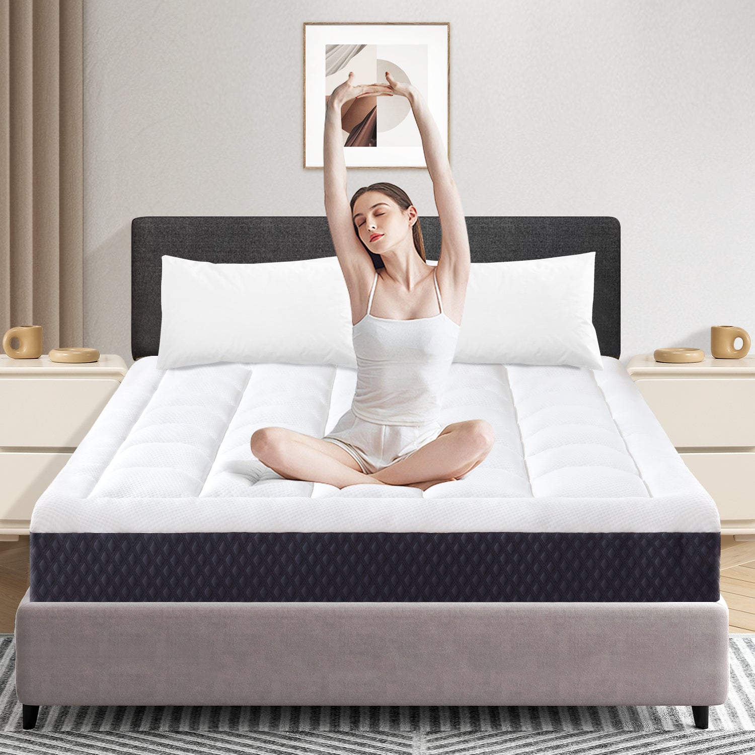 ELEMUSE Medium Firm Memory Foam Mattress - Cooling Gel, CertiPUR-US Certified, Bed-in-a-Box