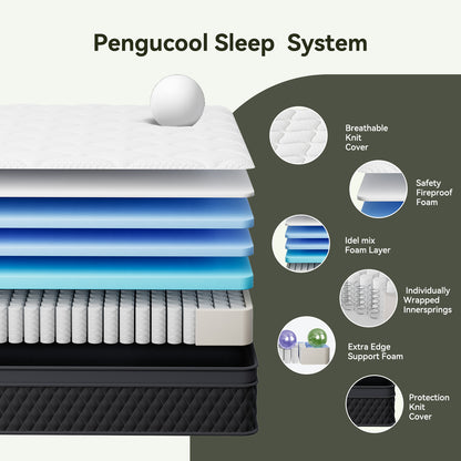 ELEMUSE Charcoal-Infused Memory Foam Mattress - Fiberglass-Free, Cooling Gel &amp; Strong Edge Support