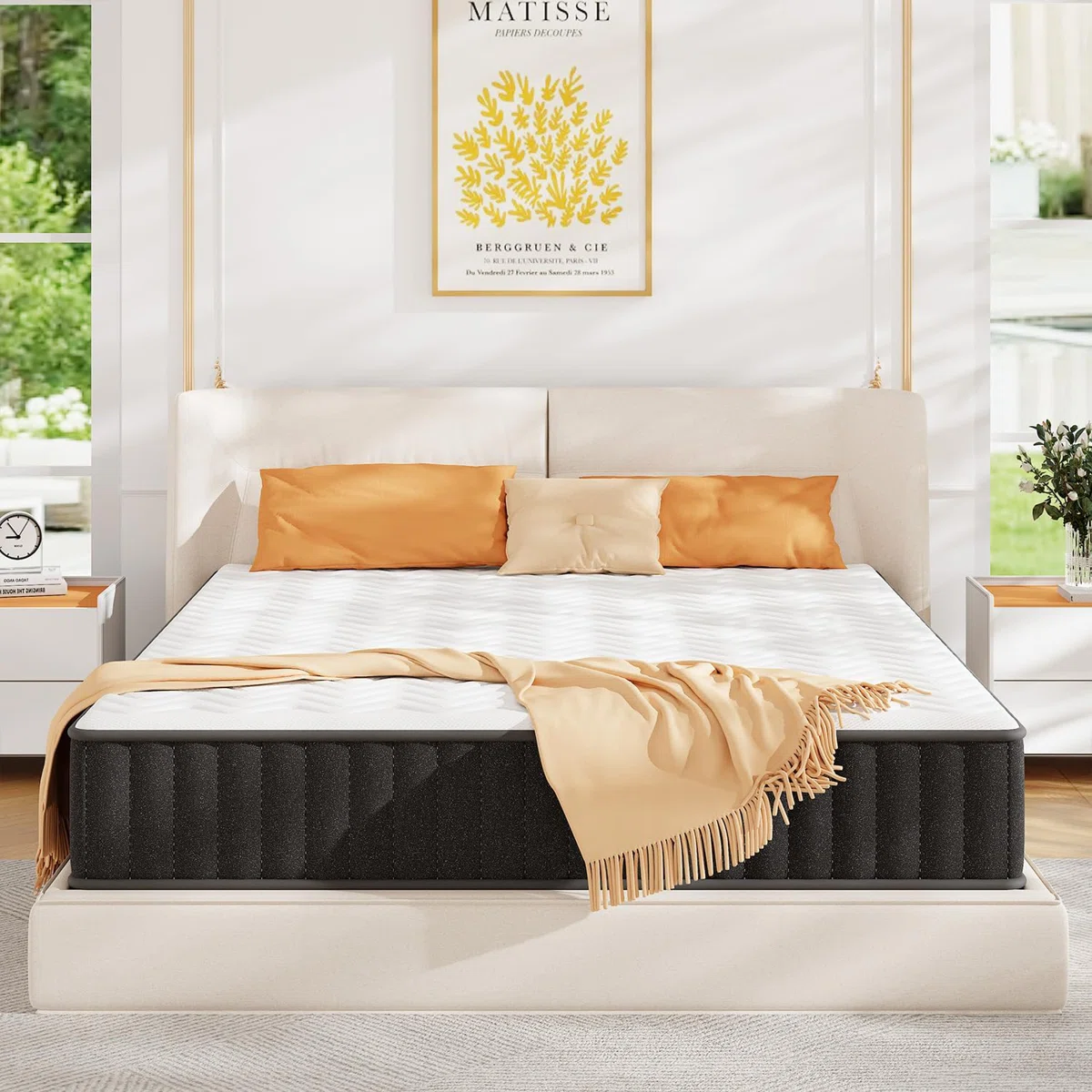 ELEMUSE Charcoal-Infused Memory Foam Mattress - Fiberglass-Free, Cooling Gel &amp; Strong Edge Support