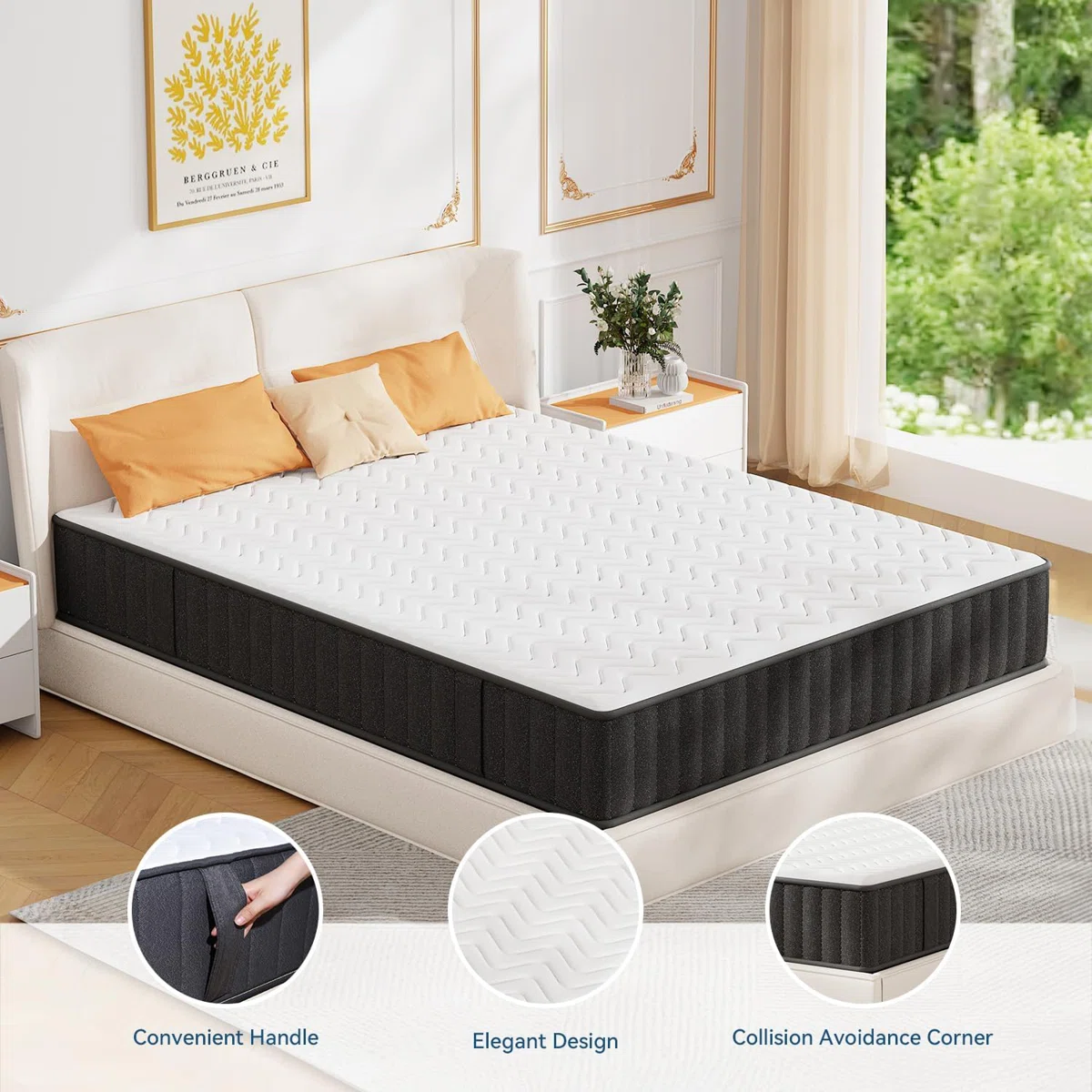 ELEMUSE Charcoal-Infused Memory Foam Mattress - Fiberglass-Free, Cooling Gel &amp; Strong Edge Support