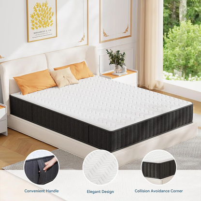 ELEMUSE Charcoal-Infused Memory Foam Mattress - Fiberglass-Free, Cooling Gel &amp; Strong Edge Support