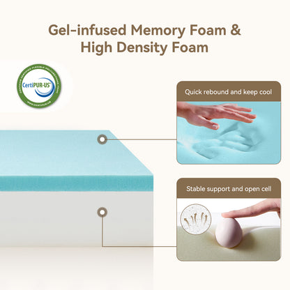 ELEMUSE Medium Firm Memory Foam Mattress - Cooling Gel, CertiPUR-US Certified, Bed-in-a-Box