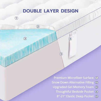 ABENE 3 Inch Dual Layer Memory Foam Mattress Topper - warmkisshome