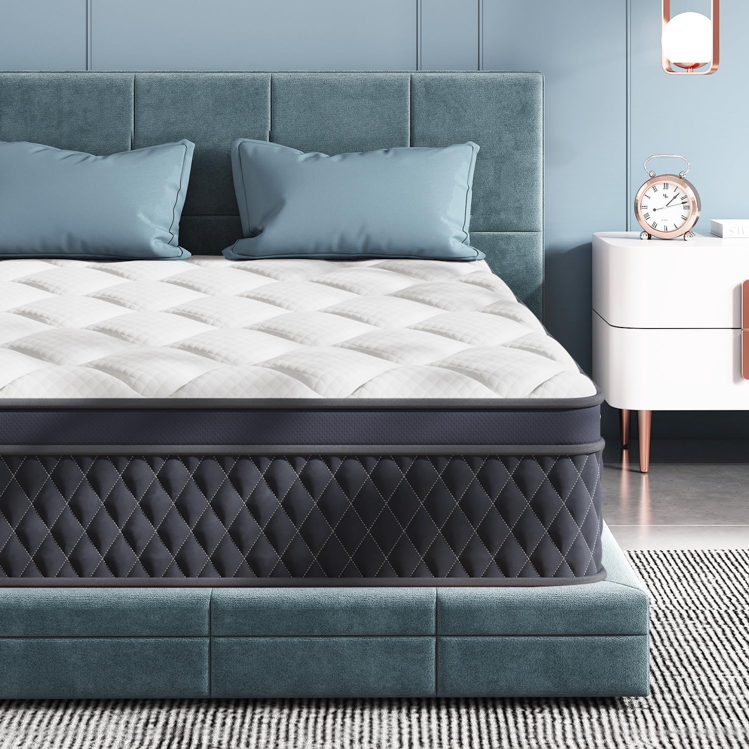 Warmkisshome Hybrid Mattress - Cooling Gel Memory Foam, Pocket Coils, Edge Support &amp; CertiPUR-US Certified