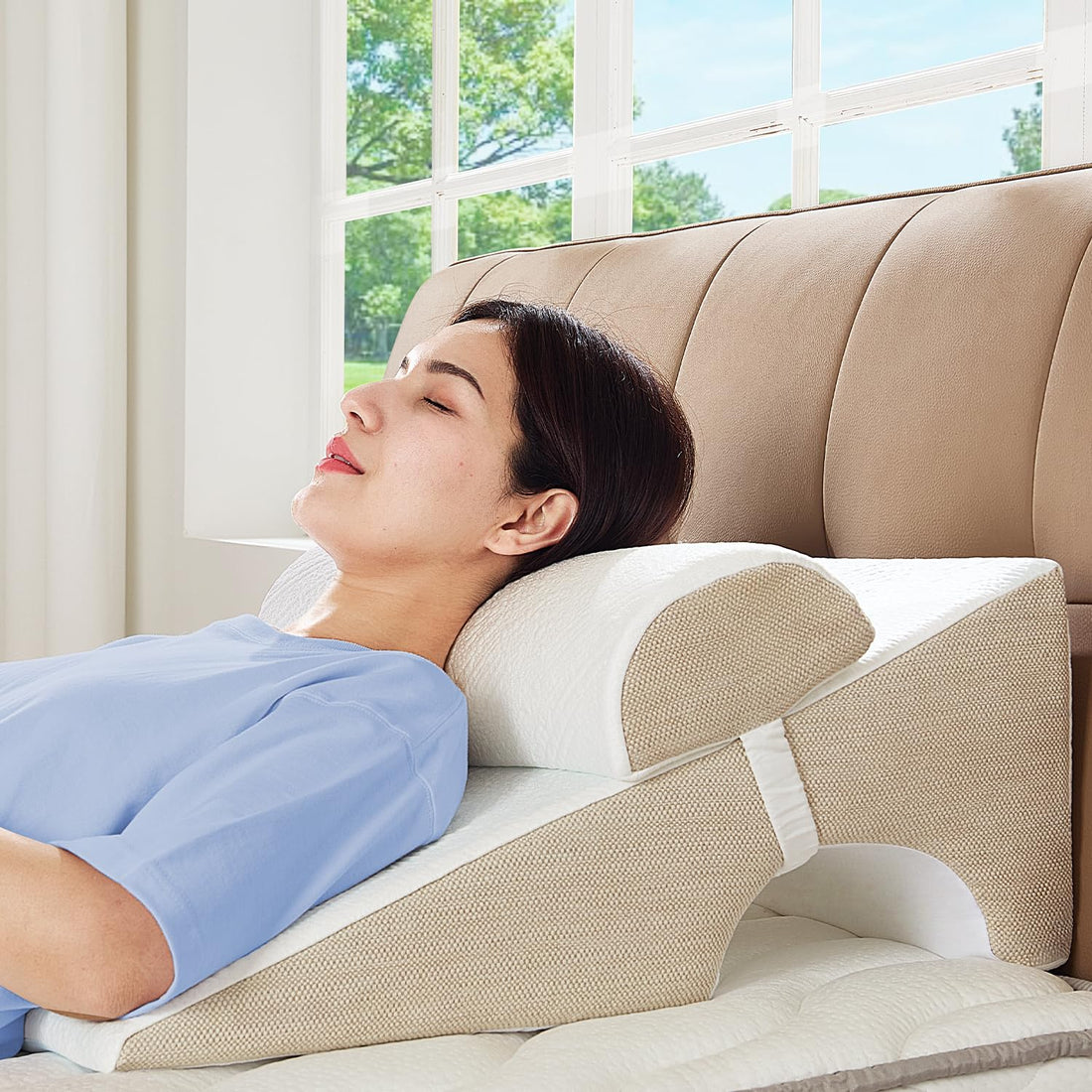 Warmkisshome SmartCool Wedge Pillow - CertiPUR-US & OEKO-TEX Certified for Reading, GERD & Leg Elevation