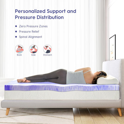 ELEMUSE Ventilated Memory Foam Topper - Cooling Gel Swirls, Pressure Relief &amp; CertiPUR-US