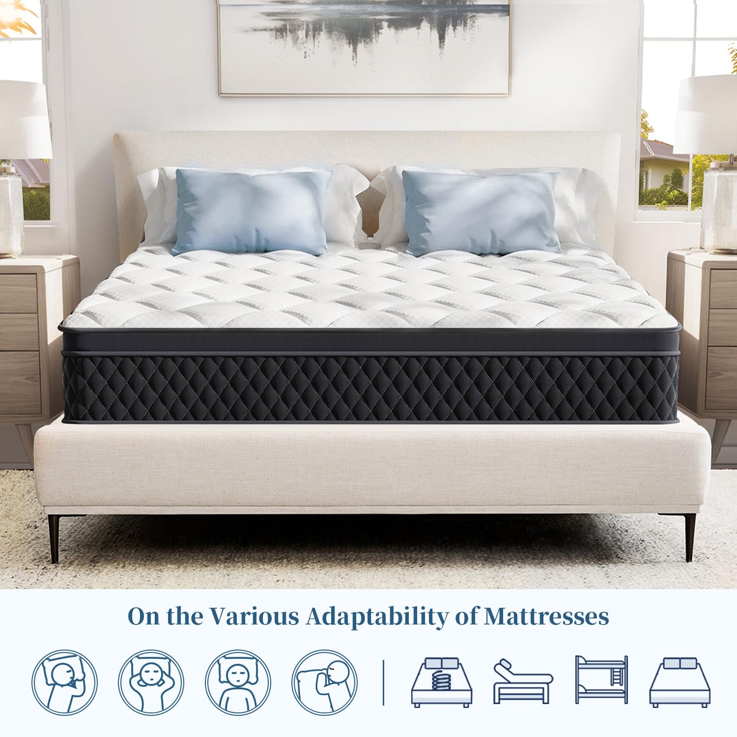 Warmkisshome Hybrid Mattress - Cooling Gel Memory Foam, Pocket Coils, Edge Support &amp; CertiPUR-US Certified