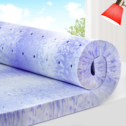 ELEMUSE Ventilated Memory Foam Topper - Cooling Gel Swirls, Pressure Relief &amp; CertiPUR-US