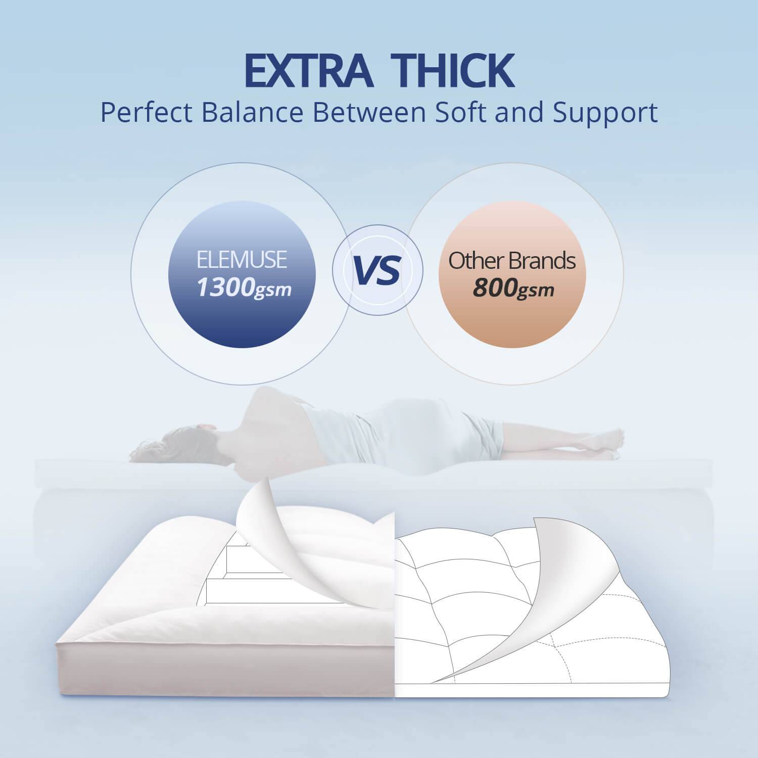2'' Inch Deep Mattress Topper Luxury Hotel Quality Duck Feather Mattress  Protector Corner Straps in All Sizes 